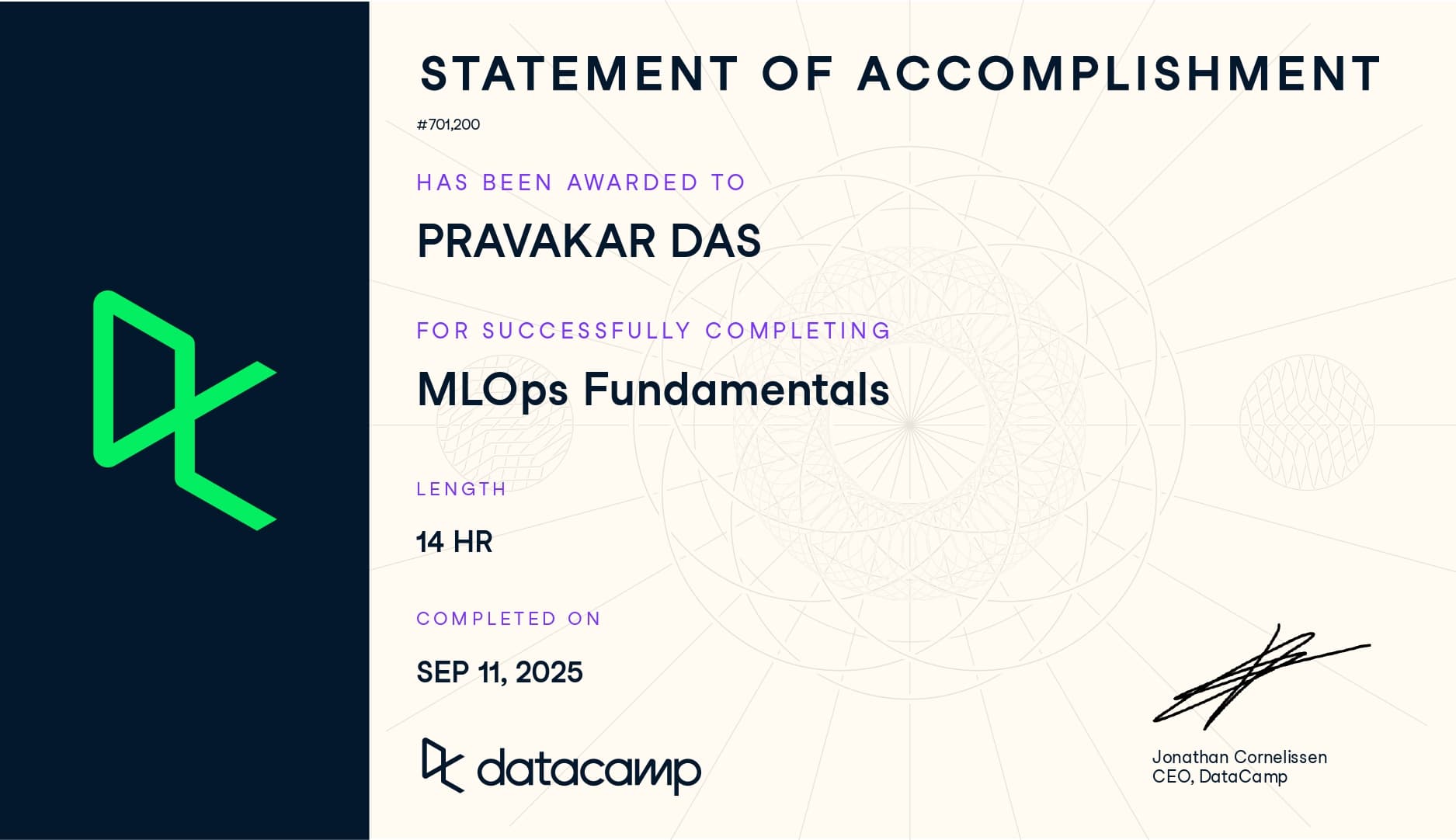 Completed DataCamp MLOps Fundamentals Track